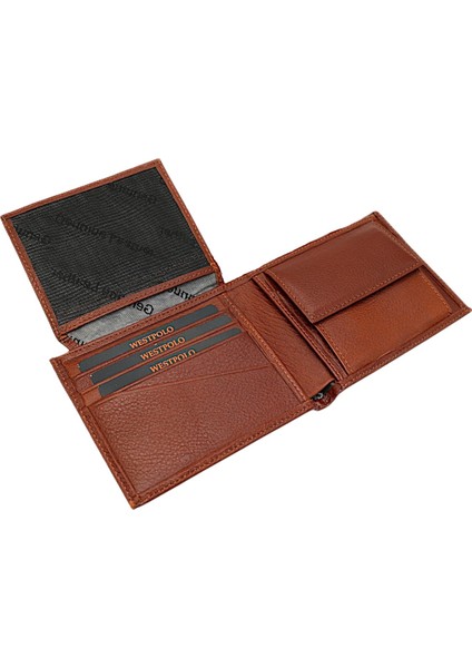 Hakiki Deri Kağıt Para, Bozuk Para ve Bol Kart Bölmeli Erkek Cüzdanı - Taba fırsatları