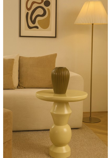 Krem Renk Ahşap Mantar Sehpa – Modern ve Şık Yan Sehpa Modeli