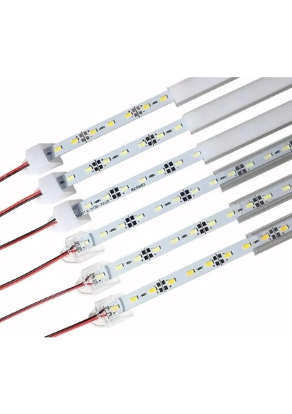 Alüminyum Kasa Lı 5730 Ledli Çubuk LED Bar Mavi-Şeffaf-1 Amper PLASTIK-50CM