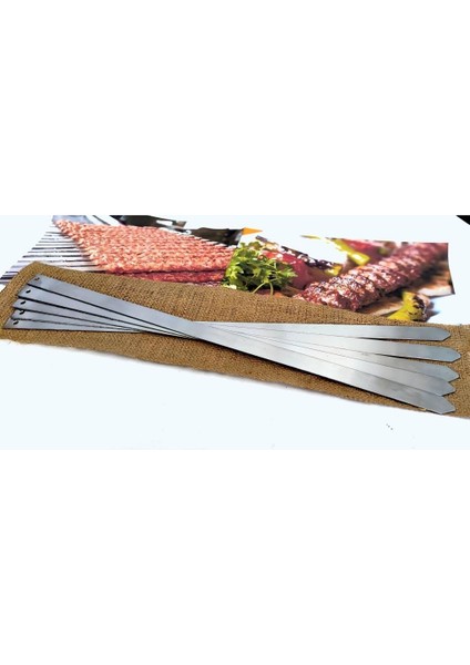 6 Adet Profosyonel Paslanmaz Metal Kıyma Şiş (Adana-Urfa-Antep Kebap Şişi)