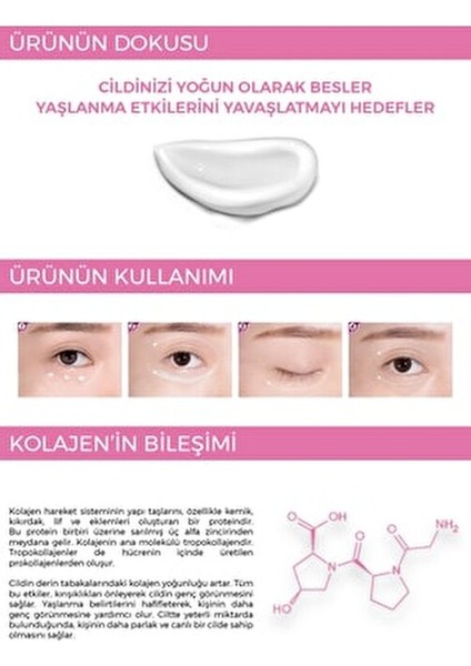 Kolajen Göz Çevresi ve Yüz Kremi 40 ml Yorgunluk İzlerini Giderir