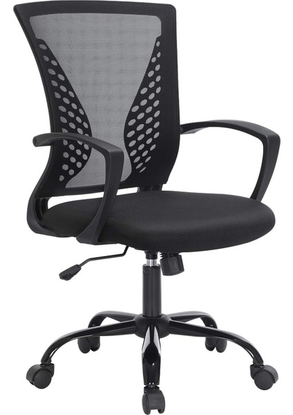 Ofis, 360 Döner, Sallanma Fonksiyonlu, Nefes Alabilir, Ofis, Çalışma Odası, 120 Kg'a Kadar Taşıyabilir, Siyah, OBN22BK