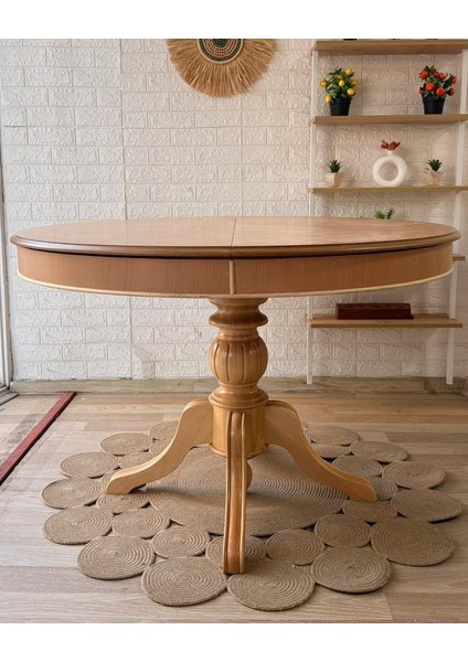 Concept Baba Ayaklı Masa Ahşap Yuvarlak Naturel Renkli Açılır Masa (Çap 120 Cm) fiyatları