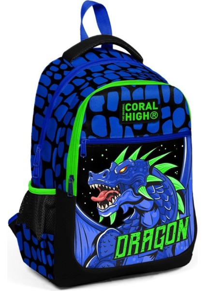 Üç Gözlü Erkek Çocuk Ilk ve Orta Okul Çantası - Lacivert Yeşil Dragon