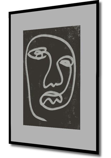 Dekoratif Ahşap Dikdörtgen Tablo Soyut Yüz Çizgisi Çerçeve Görünümlü fiyatları