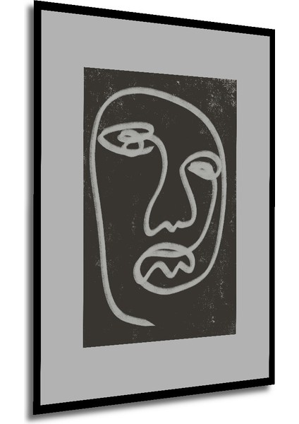 Dekoratif Ahşap Dikdörtgen Tablo Soyut Yüz Çizgisi Çerçeve Görünümlü modelleri