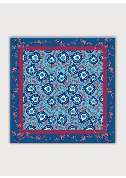 BEREKET KOLEKSİYONU NAR VE NAZAR BONCUĞU DESENLİ EŞARP