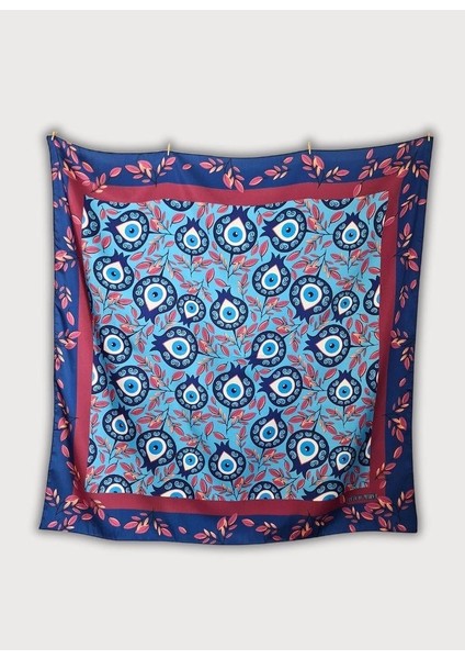 BEREKET KOLEKSİYONU NAR VE NAZAR BONCUĞU DESENLİ EŞARP