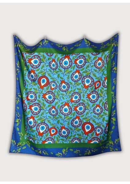 BEREKET KOLEKSİYONU NAR VE NAZAR BONCUĞU DESENLİ EŞARP