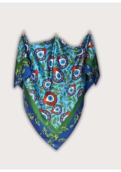 BEREKET KOLEKSİYONU NAR VE NAZAR BONCUĞU DESENLİ EŞARP