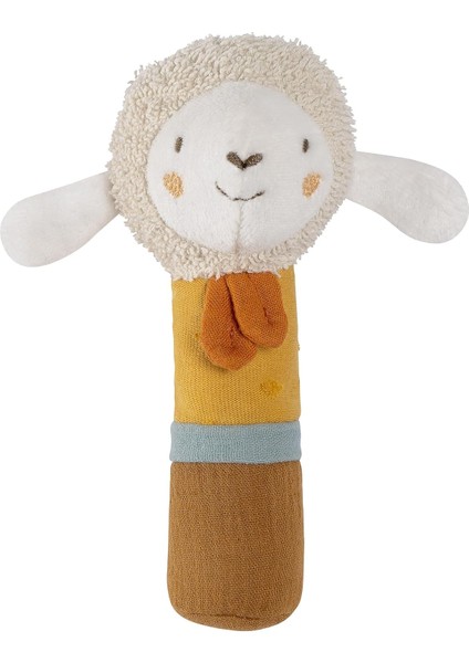 Çubuk Kavrama Oyuncağı Koyun - Kavramak Için Çıngıraklı Motor Becerileri Oyuncağı - Organik Pamuklu Pelüş Hayvan Kavrama Oyuncağı- 0+Aylık Bebekler ve Küçük Çocuklar Için Oyuncak