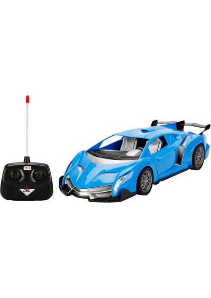 1:18 Ölçek USB Şarjlı Işıklı Fonksiyonel Mavi Lambo Oyuncak Araç