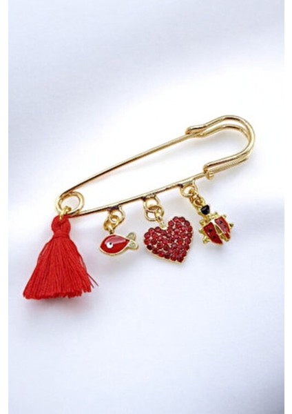 Kırmızı Taşlı Kalp Balık Kelebek Deniz Yıldızı Broş Kadınlar İçin Şık Tasarım fiyatları