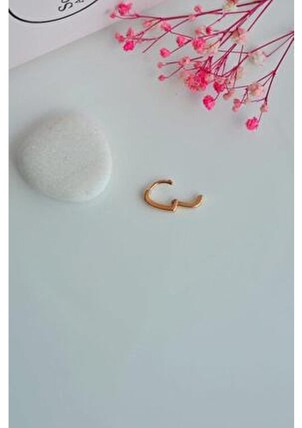 Sacce Kalp Model Taşlı Halka Piercing Kadınlar İçin Rodyum Kaplama 7 mm Kıkırdak Küpesi indirimleri