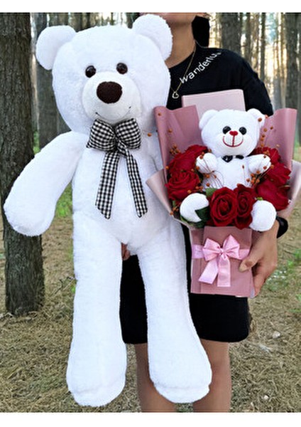 Mor Ayıcık Buketi Renkli Işıklı Sevgiliye Hediye 80CM Romantik Tasarım