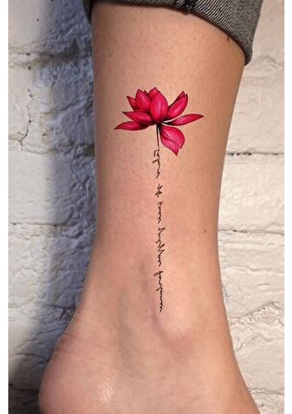 Renkli Lotus Temalı Geçici Dövme Su Transferli 9x19 cm Pembe Desenli fırsatları