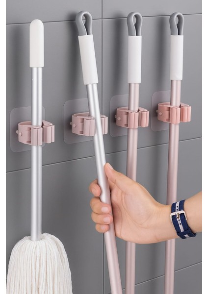 Süpürge Duvar Askısı Mob Tutucu Aparat 4 Lü