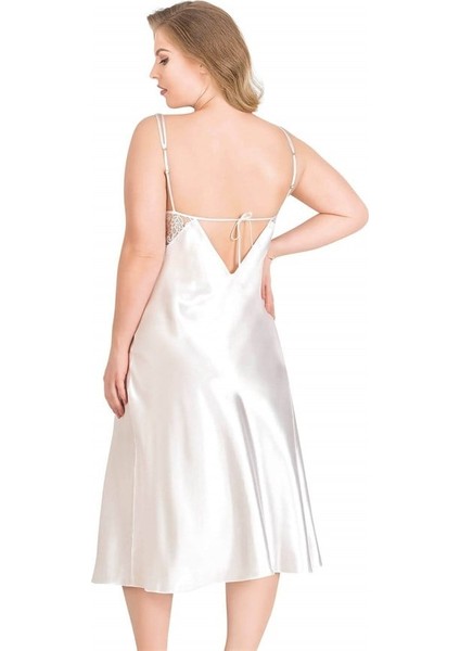 Büyük Beden Ekru Uzun Ikili Saten Sabahlık Gecelik Takımı fırsatları