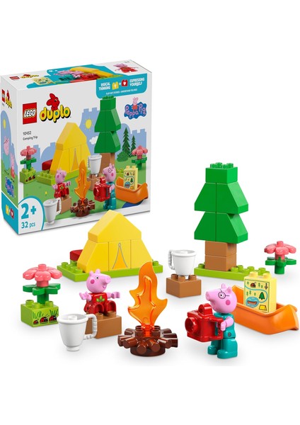 Peppa Pig Kamp Gezisi 10452-2 Yaş ve Üzeri Kız ve Erkek Çocuklar Için Çadır, Kano, Kamp Ateşi ve 2 Figür Içeren Küçük Kas Becerileri ve Renk Eşleştirme Yaratıcı Yapım Seti (32 Parça)