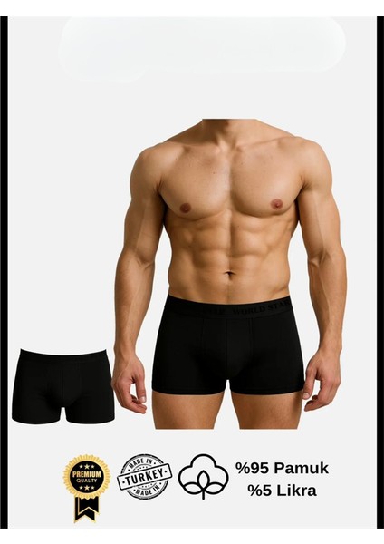 Pamuklu Düz Siyah Renk Erkek Boxer fiyatları