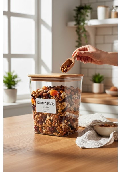 Ahşap Kapaklı Dekoratif Kuruyemiş Kavanozu/Kutusu