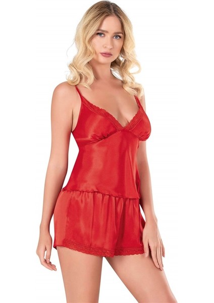 Kırmızı Saten Babydoll Şort Takımı fiyatları