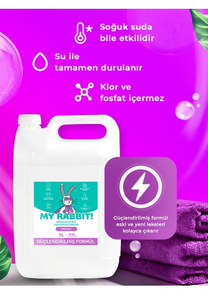 Sıvı Çamaşır Deterjanı Konsantre Formül, Derin Temizlik ve Uzun Süreli Ferahlık 5 Litre modelleri