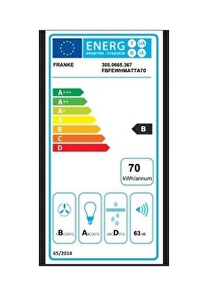 Fbfe Wh Matt A70 Beyaz Aspiratör 10000 m3/saat Güçlü Emiş Özelliği ile