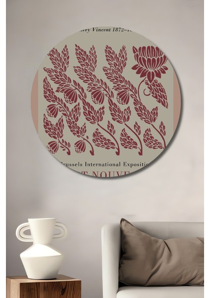 Dekoratif Ahşap Yuvarlak Tablo Beardsley Art Nouveau