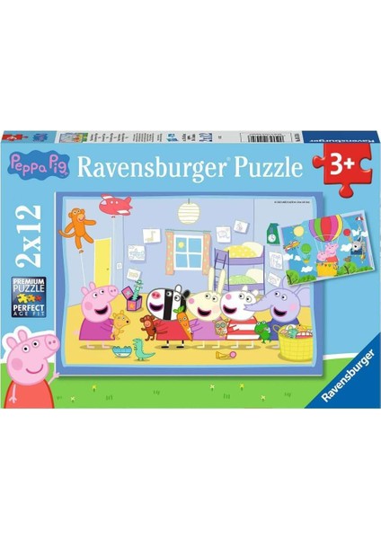55746 2X12 Parçalı Puzzle Peppa, Renkli
