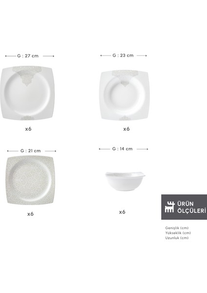 Square Bone Flava 24 Parça 6 Kişilik Yemek Takımı fiyatları
