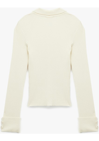 Polo Yaka Viskon Karışımlı Cepli Uzun Kollu Triko Kazak fiyatları