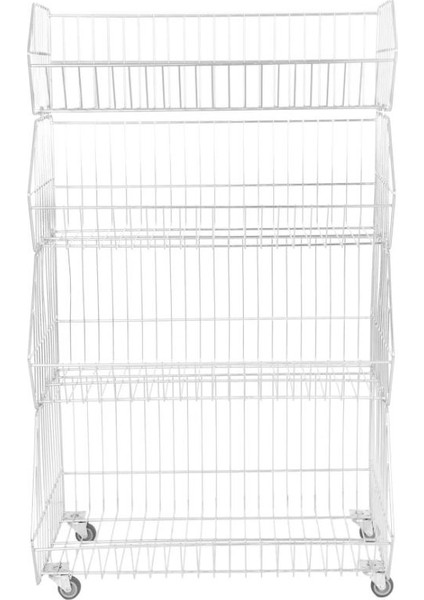 4 Katlı Prizmatik Sepet - Tekerli Tel Stand, Tel Havuz Sepet