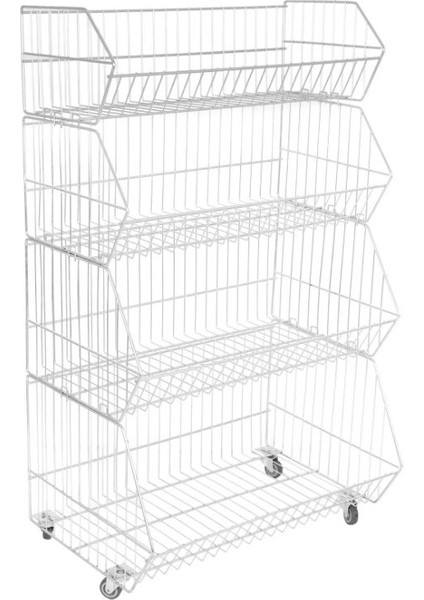 4 Katlı Prizmatik Sepet - Tekerli Tel Stand, Tel Havuz Sepet fiyatları