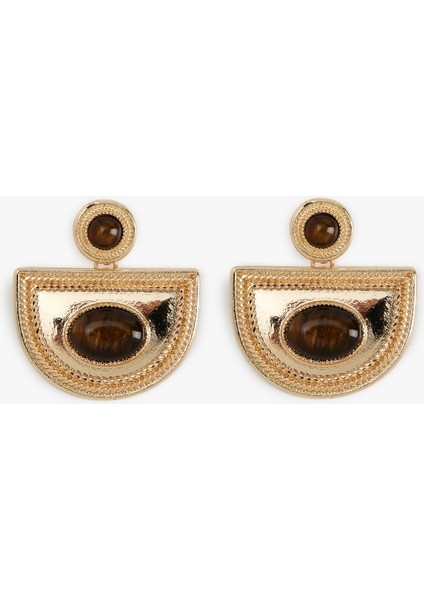 Taş Detaylı Sallantılı Vintage Küpe