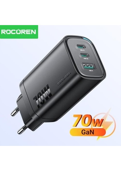 70W Gan Şarj Cihazı Type-C ve Usb-A 3-Portlu Hızlı Şarj Aleti fiyatları