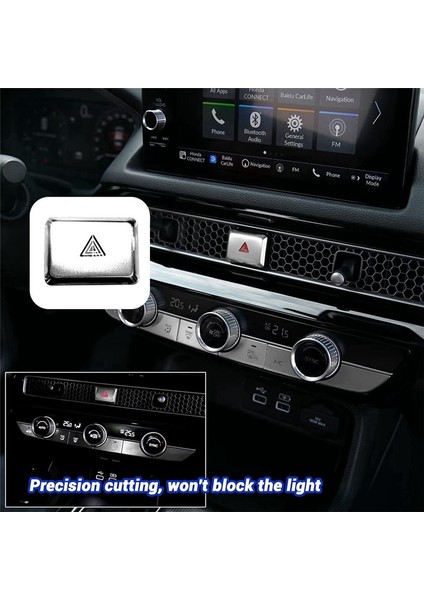 Araba Uyarı Honda Civic Için Acil Durum Işığı Anahtarı Düğmesi Kapak Kapağı Döşemesi 11 Gen 2022 2023 Alüminyum Alaşım Gümüş (Yurt Dışından) modelleri