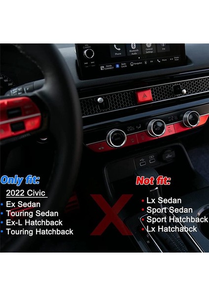 Araba Uyarı Honda Civic Için Acil Durum Işığı Anahtarı Düğmesi Düğmesi Kapak Döşemesi 11 Gen 2022 2023 Alüminyum Alaşım Kırmızı (Yurt Dışından) modelleri