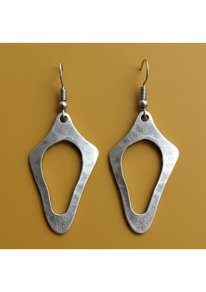 Geometrik Şekilli Kadın Küpe Çift Adet Gümüş Kaplama El Yapımı Küpe