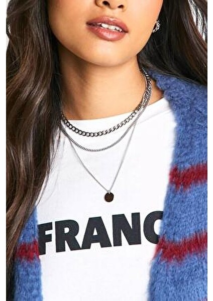 Gümüş Pullu Kolye Seti Kadınlar İçin Şık Tasarım 3'lü Zincir Kolye fiyatları