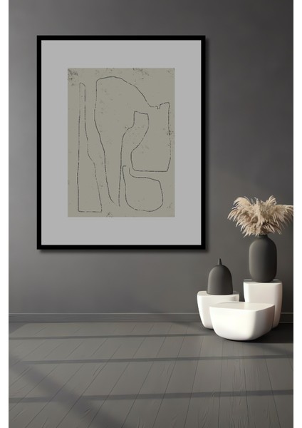 Dekoratif Ahşap Dikdörtgen Tablo Soyut Çizgiler Çerçeve Görünümlü