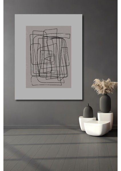 Dekoratif Ahşap Dikdörtgen Tablo Soyut Sanat Çizgiler