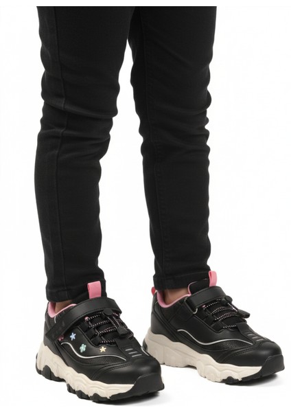 Siyah Cırtlı Kız Çocuk Spor Ayakkabı