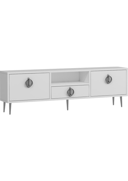 1319DROPCT-32 Tv Sehpası Beyaz-Gümüş modelleri