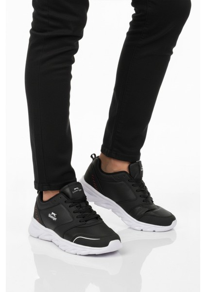 Siyah Beyaz Bağcıklı Erkek Spor Ayakkabı