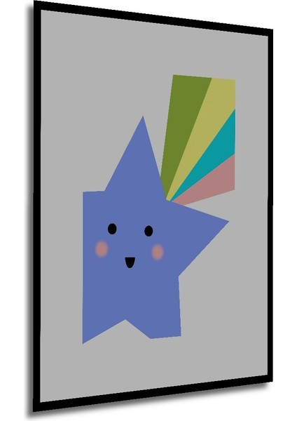 Dekoratif Ahşap Dikdörtgen Tablo Gülen Yıldız Renkler Çerçeve Görünümlü modelleri