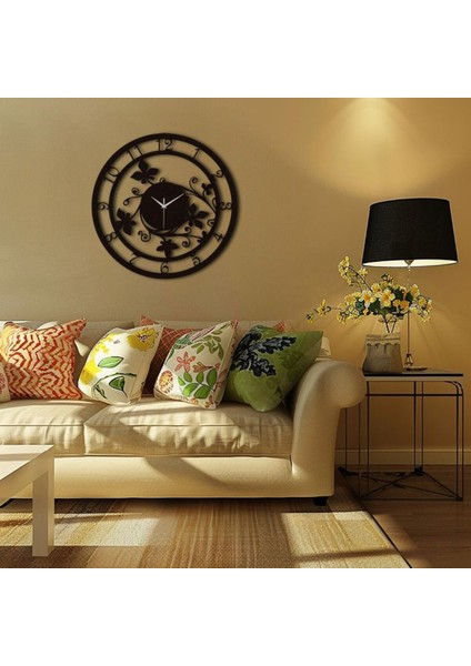 Dekoratif Mdf Cıcek Fıgurlu Temalı Duvar Saati