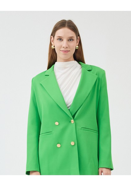 Kadın Kruvaze Kapamalı Reglan Kollu Fletolu Cep Detaylı Ceket