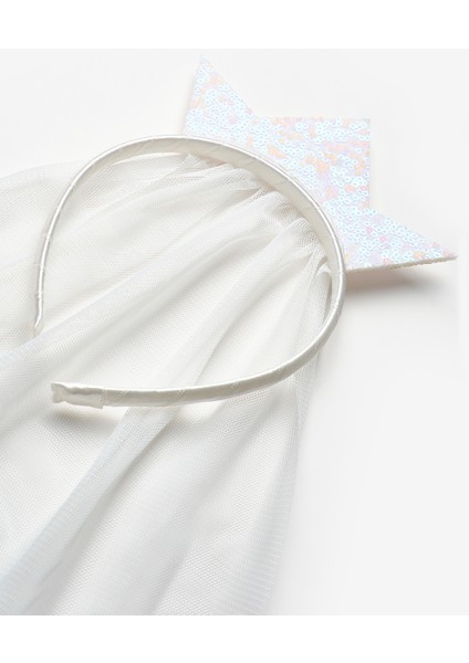 Beyaz Tül Detaylı Kraliçe Figürlü Kız Çocuk Taç fiyatları