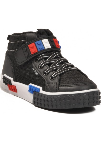 Siyah Beyaz Cırtlı Erkek Çocuk Hi Sneaker modelleri